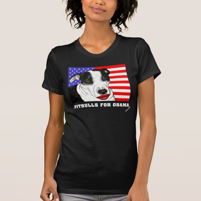 PITBULLS FÖR OBAMA 2008 TEE (Framsida)