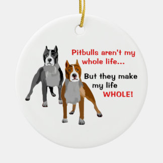 Pitbulls gör liv helt julgransprydnad keramik