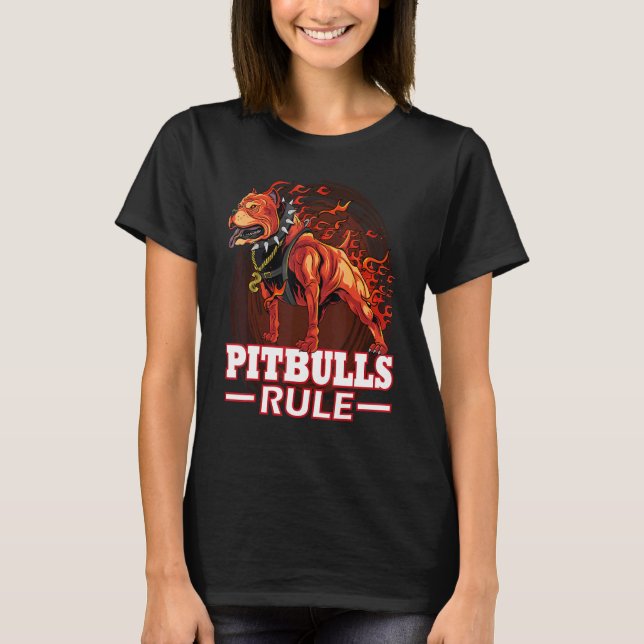 Pitbulls Hund för helvetet Fire Pitbull T Shirt (Framsida)