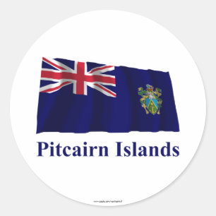 Pitcairöarna Wave Flagga med Namn Runt Klistermärke