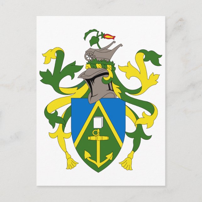 Pitcairöarnas Officiell Jackar av Arm Heraldry Vykort (Framsida)