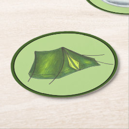 Pitch a a Tält Summer Camp Camping Hiking Grönt Underlägg Papper Rund