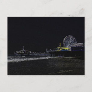 Pitch Black Neon Santa Monica Pier Vykort