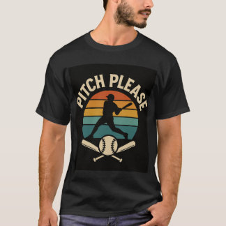 Pitch Please Baseball — Retro solnedgång, slagman T Shirt