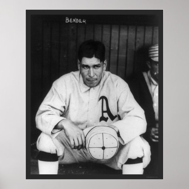 Pitcher Bender Athletics Baseball 1910 Poster (Framsidan)