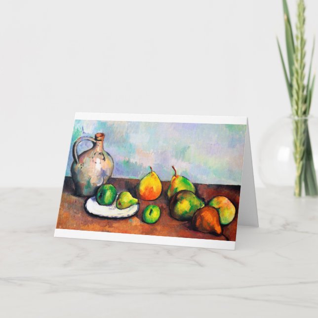 Pitcher och Fruit, Paul Cezanne Kort (Framsida)