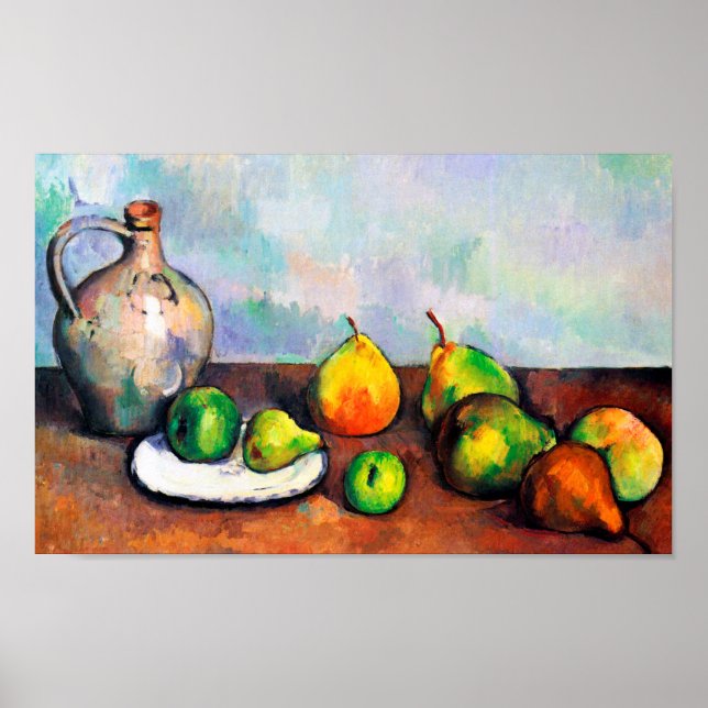 Pitcher och Fruit, Paul Cezanne Poster (Framsidan)
