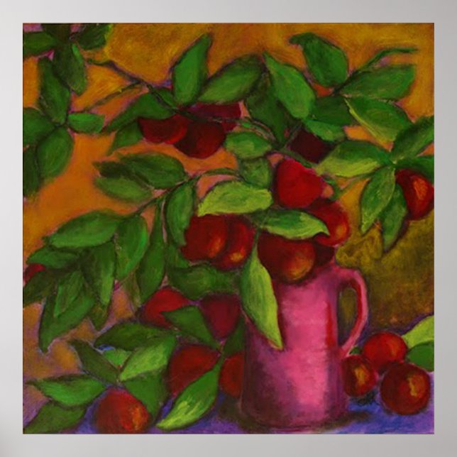 Pitcher of Plums-Kanvastrycket Poster (Framsidan)