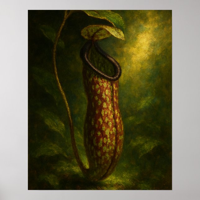 Pitcher Plant: Toxic Elegance Impressionist Art Poster (Framsidan)