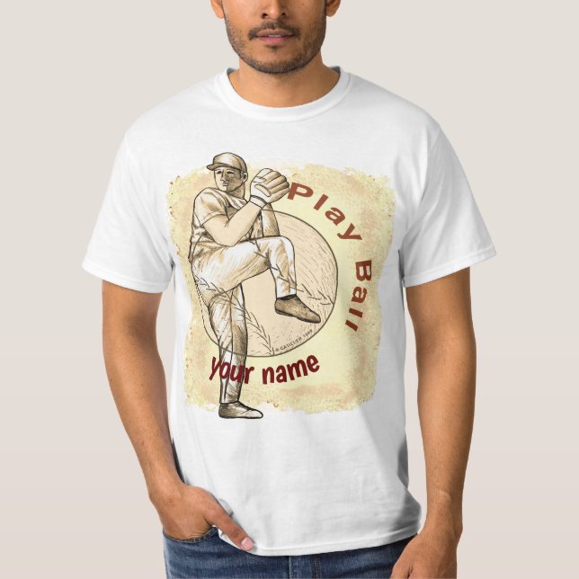 Pitcher Play Baseball T Shirt (Framsida)