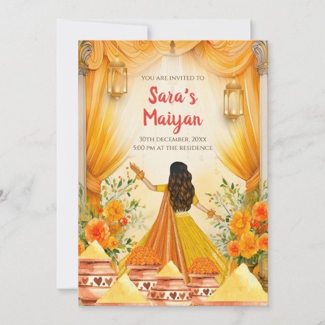 Pithi-inbjudan Maiyan-inbjudan, Haldi-inbjudan Inbjudningar (Framsida)