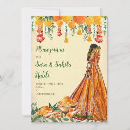 Pithi-inbjudningar & Haldi-inbjudningar Holud-inbj Inbjudningar