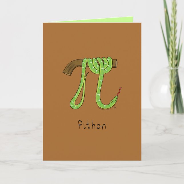 Pithon Python Snake - Pi Day Math Greeting Card Kort (Framsida)