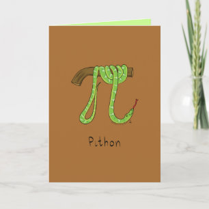 Pithon Python Snake - Pi Day Math Greeting Card Kort