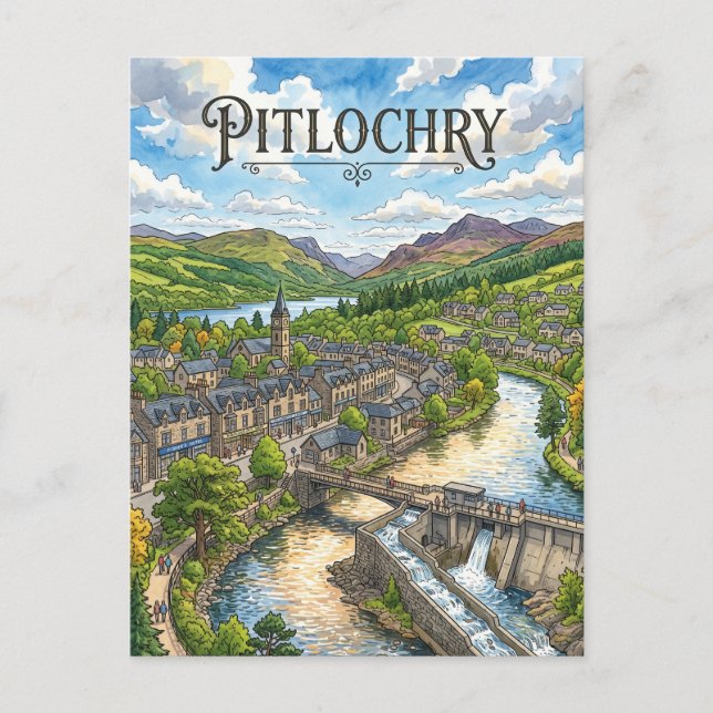 Pitlochry Skottland Vykort (Framsida)