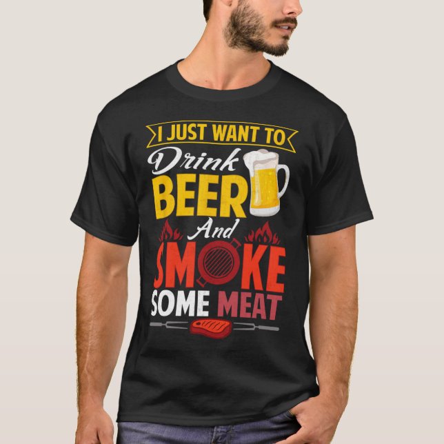 Pitmaster Shirt Gift te Drink Beer Smoke Kött Bbq T (Framsida)