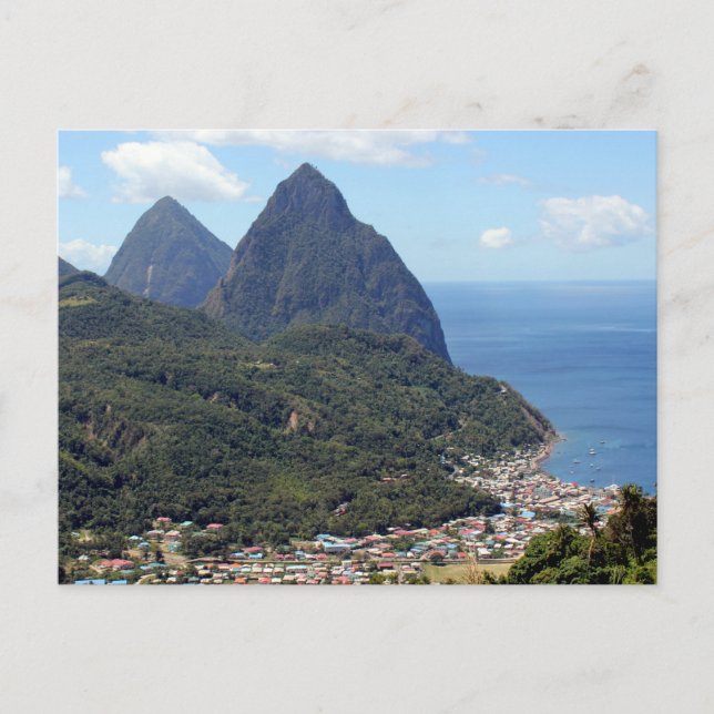 Pitons och Soufriere Vykort (Framsida)