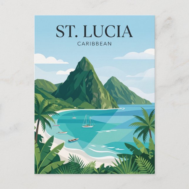 Pitons Saint Lucia Vykort (Framsida)