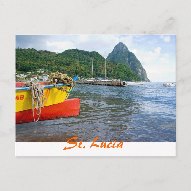 Pitons, Soufriere St Lucia Vykort (Framsida)