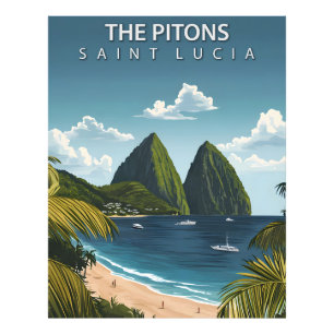 Pitons – Vintage resemålning affisch av Saint Luci Fototryck