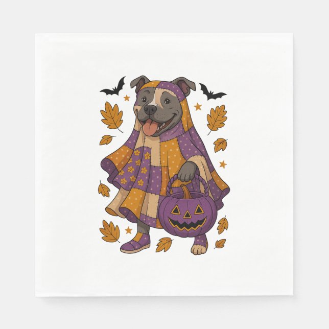 Pitpull Hund Ghost Halloween Pappersservett (Framsidan)