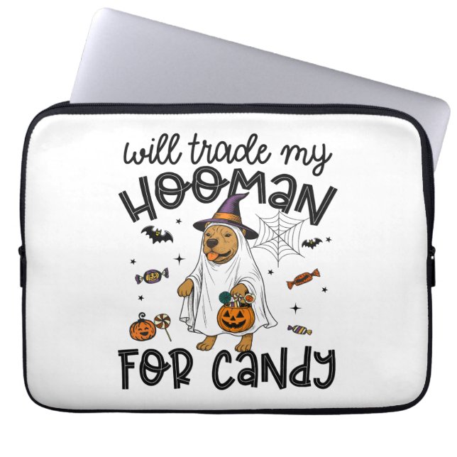 Pitpull Hund Halloween Ghost Spooky Laptop Fodral (Framsidan)