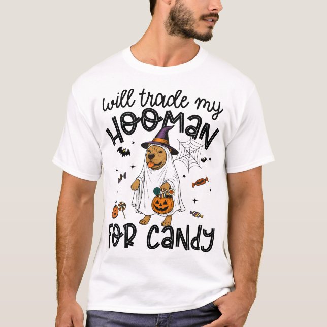 Pitpull Hund Halloween Spöke Skräckinjagande T Shirt (Framsida)
