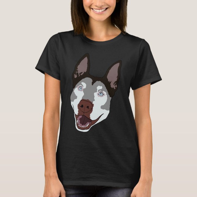 Pitsky Pitbull Husky Mix T Shirt (Framsida)