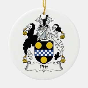 Pitt familjvapensköld julgransprydnad keramik
