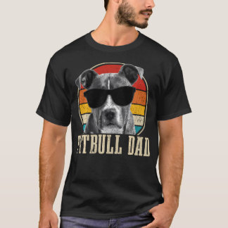 Pittbull Pappa Vintage Solglasögon Rolig Hund T Shirt
