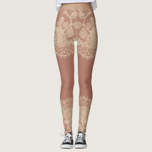 Pitteffekt för Skin Färg Sheer Snöre Leggings