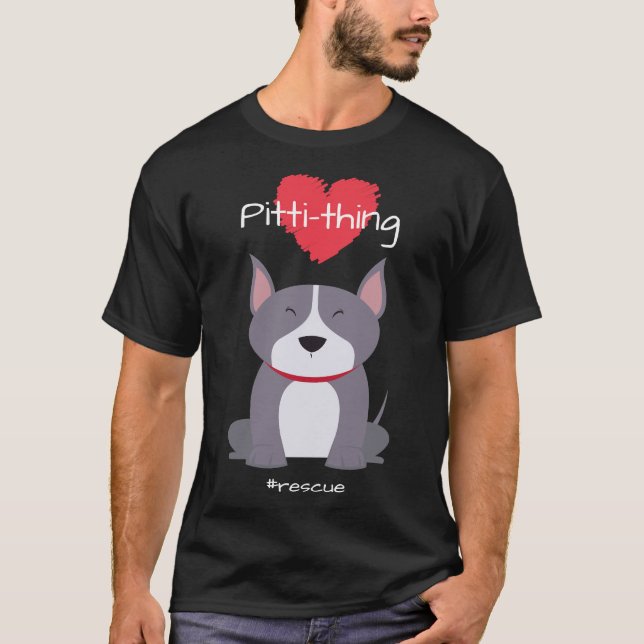Pitti Sak Kärlek Pit Bull Mix Rädding Hund älskare T Shirt (Framsida)