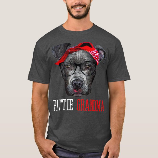 Pittie Grandma Granny Pitbull Hundälskares Gift T Shirt (Framsida)