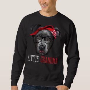 Pittie Grandma Pitbull Granny Hundälskares Grandmo Lång Ärmad Tröja