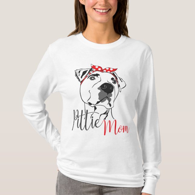 Pittie Mamma American Pitbull Hund älskare Gift T Shirt (Framsida)