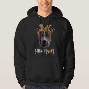 Pittie Mamma Leopard Skriv ut Pitbull Hund Mors da Hoodie
