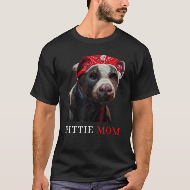 Pittie Mamma Pitbull Hund Kvinnor i Mors dag T Shirt (Framsida)