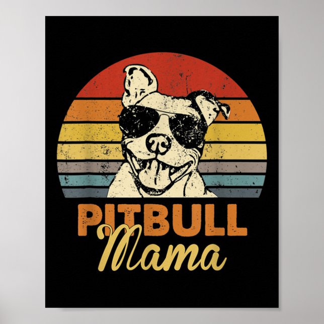 Pittie Mamma Pitbull Hund Mamma Funny Mors dag Vin Poster (Framsidan)