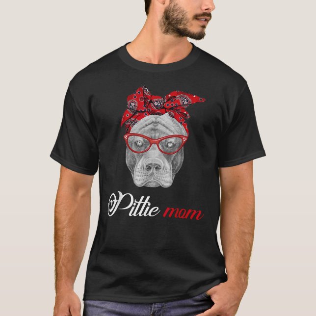 Pittie Mamma Pitbull-Hundälskare för Mamma Mors da T Shirt (Framsida)