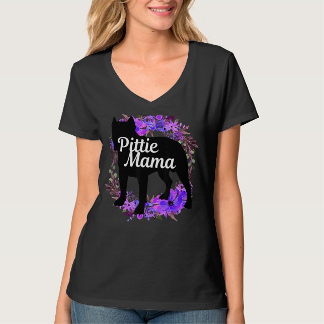 Pittie Mamma Pitbull Pit Bull Dog Mamma Mor 2 T Shirt (Framsida)