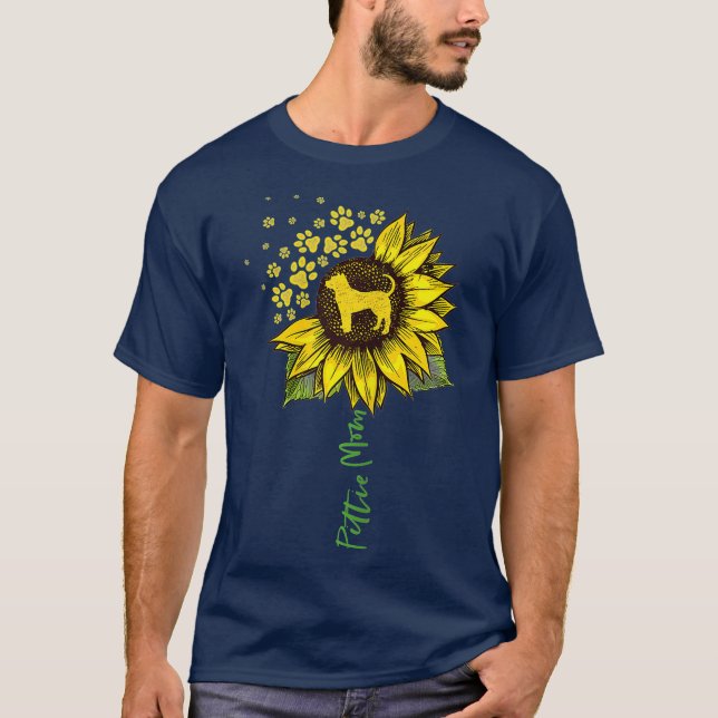 Pittie Mamma Solros Pitbull Älskare Gifts Hund Mam T Shirt (Framsida)