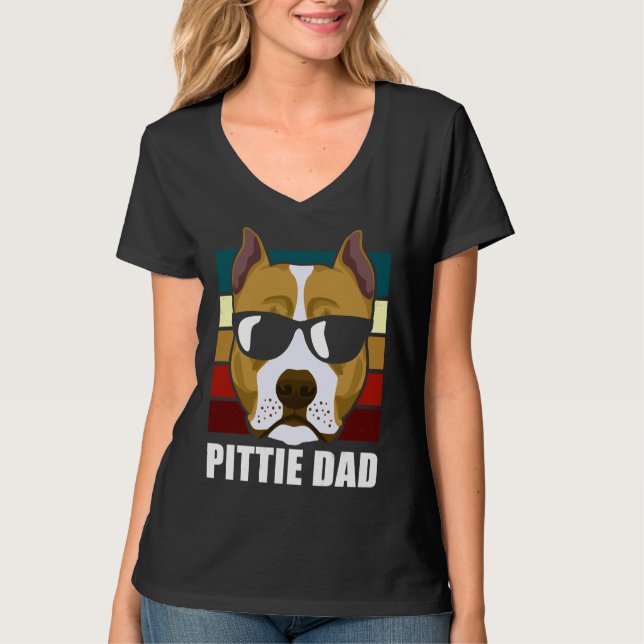 Pittie Pappa American Pit Bull Terrier Owner T Shirt (Framsida)