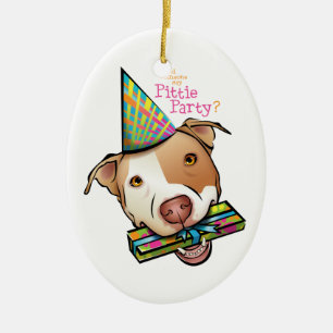 Pittie party julgransprydnad keramik