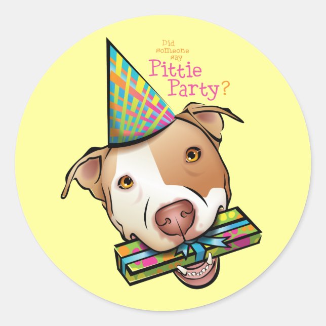 Pittie Party Runt Klistermärke (Framsida)