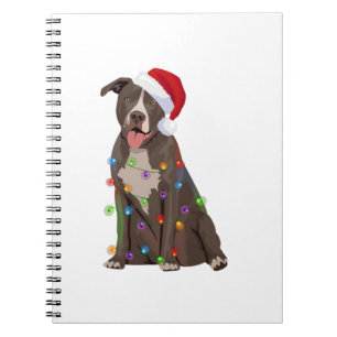 Pittie Pitbull jul Ljus Julafton Hund älskare Anteckningsbok