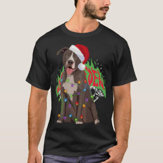 Pittie Pitbull jul Ljus Julafton Hund älskare T Shirt