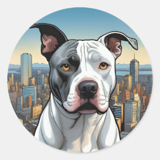Pittie Pitbull Urban Hund Stickers Runt Klistermärke