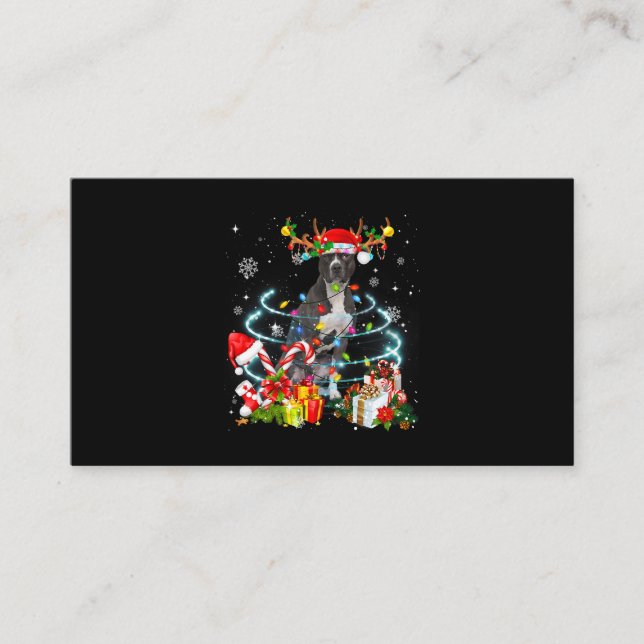 Pittie Reindeer Julgran Ljus Pajama Hund X Visitkort (Framsida)