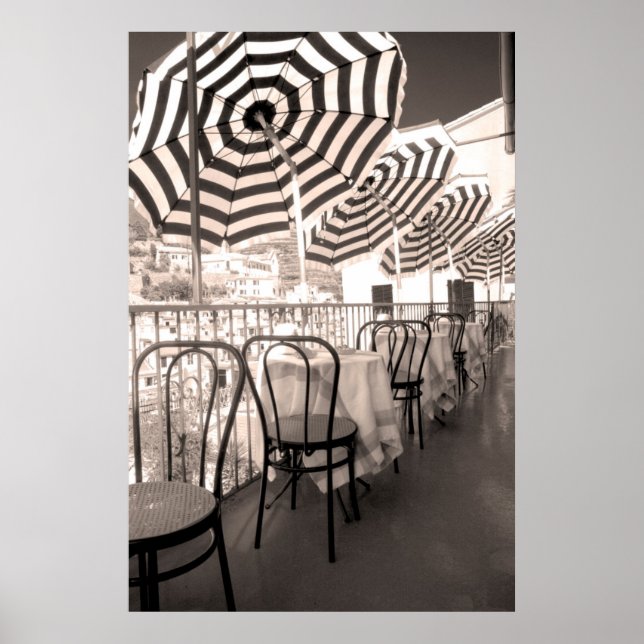 Pittoresk restaurangbalkong, Italien Poster (Framsidan)