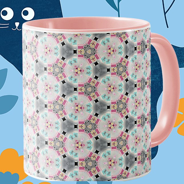 Pittoresk, Tyst, Retro Rosa Mönster Kaffe Mugg (Skapare uppladdad)